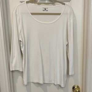 Jones New York Women's White Long Sleeve Top